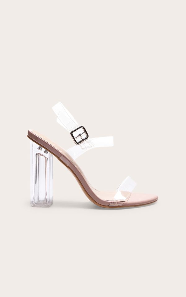 Clear Block Heel Strappy Sandal