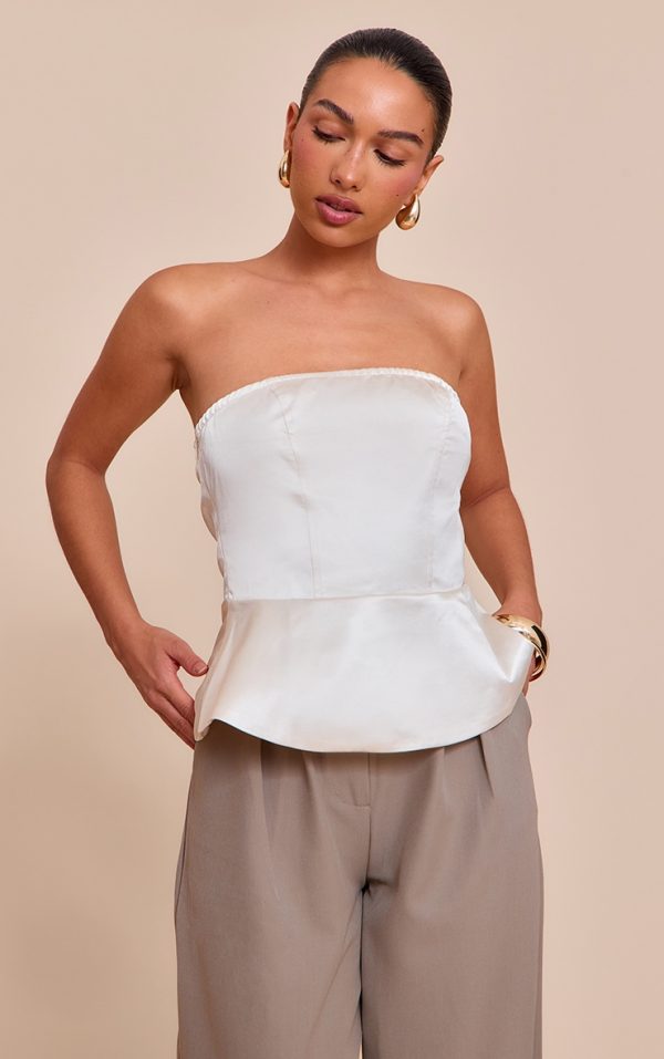 Pearl Satin Peplum Corset