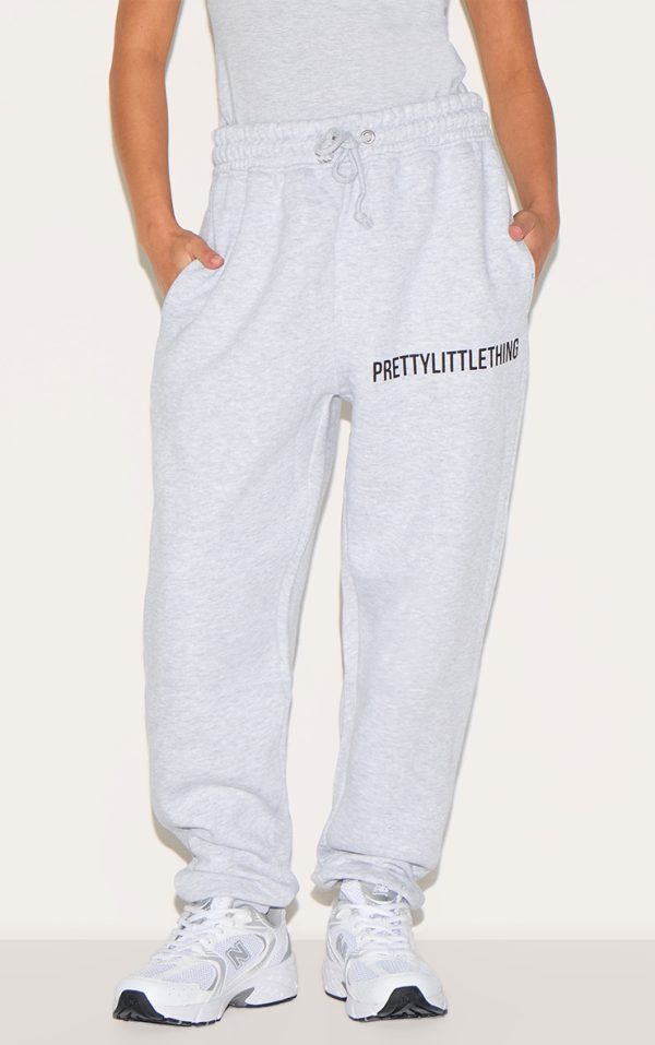 PRETTYLITTLETHING Petite Ash Grey High Waist Cuffed Sweatpants