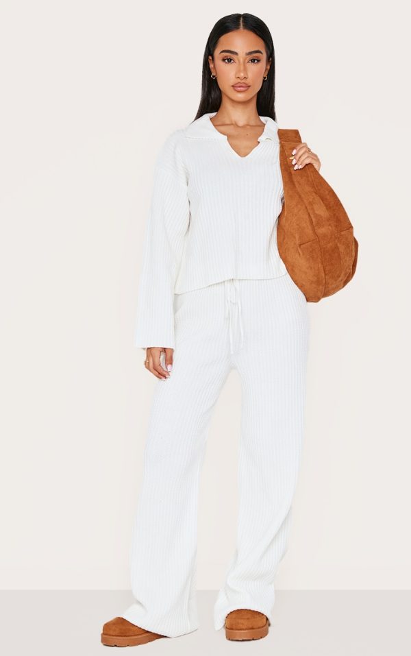 Petite Cream Knitted Pants