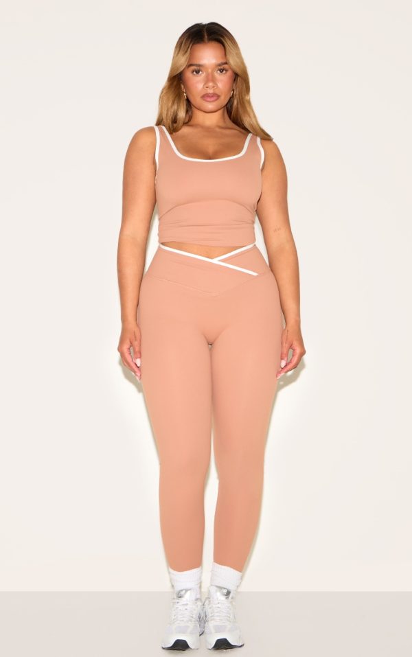 Shape Mocha Active Contrast Binding Wrap Waistband Leggings