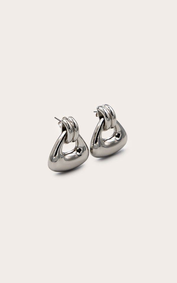 Silver Mini Triangle Door Knocker Earrings