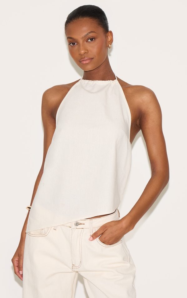 Cream  Asymmetric Hem Long Top