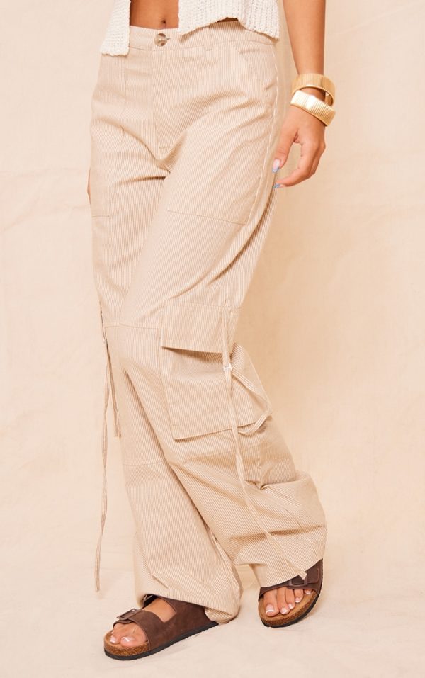 Nude Pinstripe Linen Cargo Pants