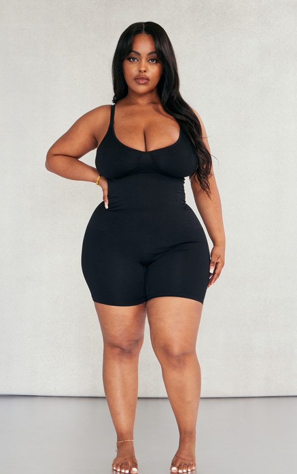 Plus Black Shapewear Unitard