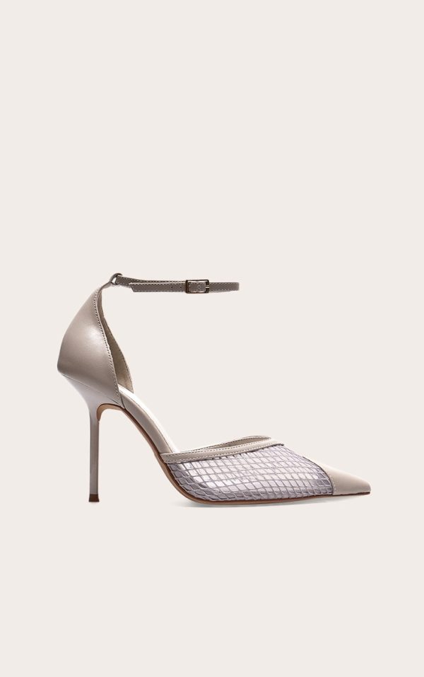 Mushroom PU Mesh Upper Point Toe High Stiletto Court Heels