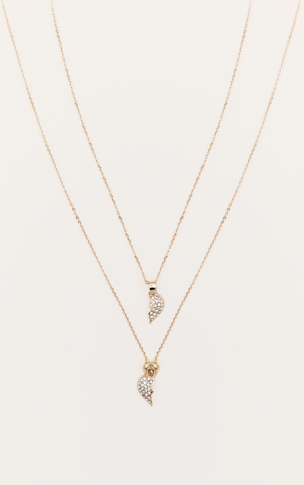 Gold Gifting Diamante Heart Duo Necklace