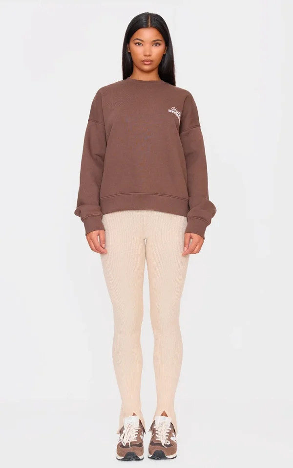 Oatmeal Knitted Split Hem Flare Pants