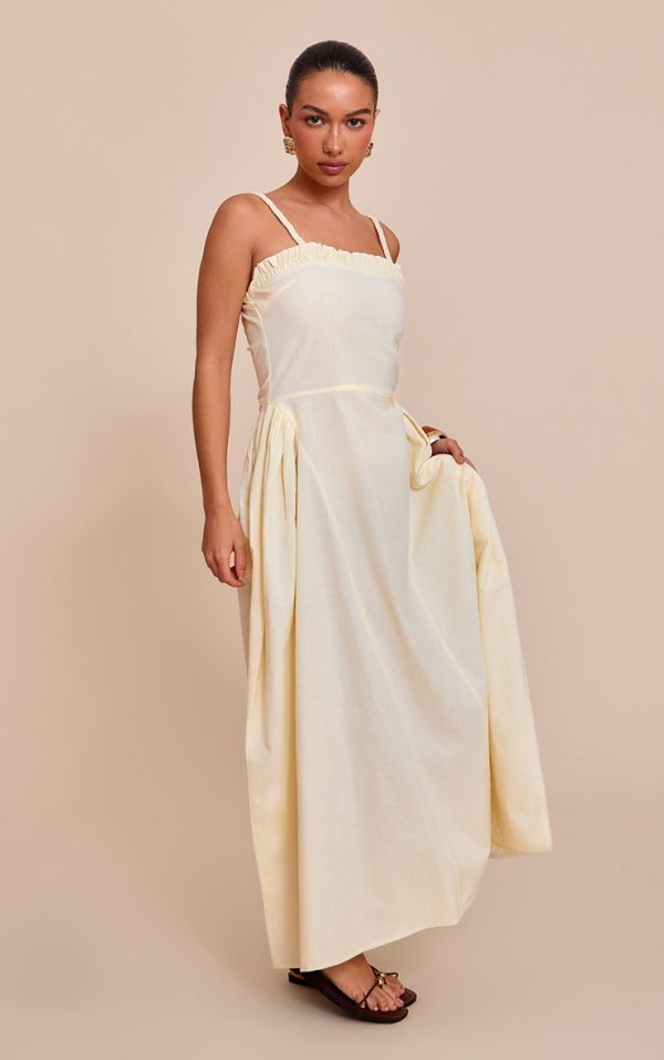 Lemon Braided V Waist Midaxi Dress