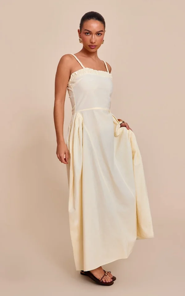 Lemon Braided V Waist Midaxi Dress