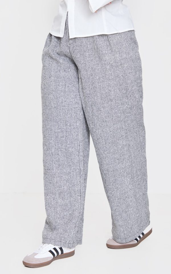 Plus Grey Tweed Low Rise Straight Leg Pants