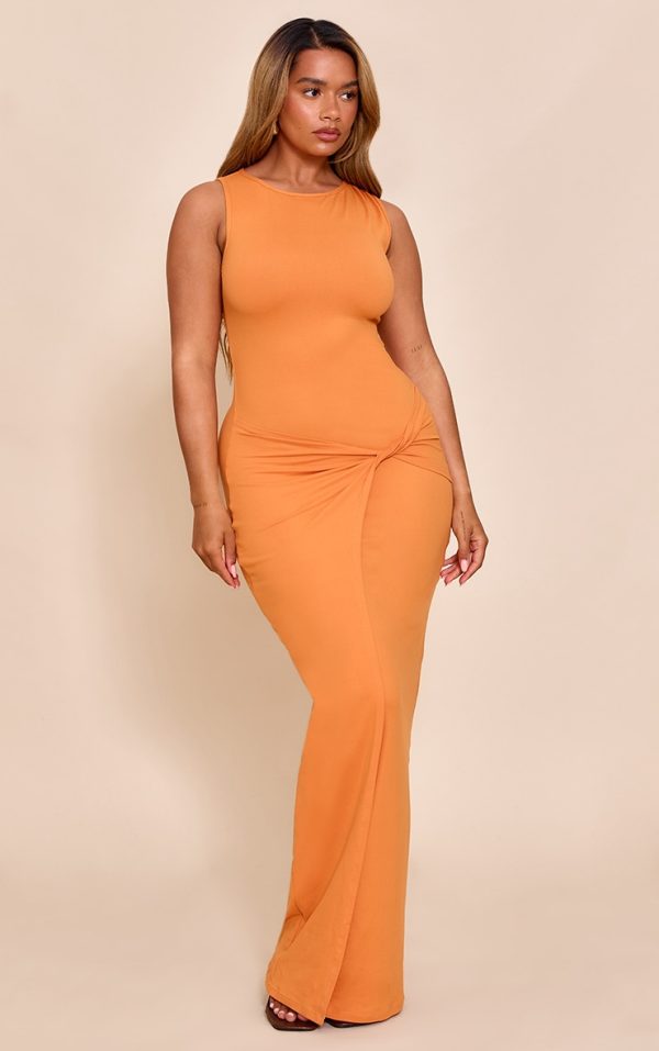Shape Apricot Sculpt Boat Neck Wrap Waist Maxi Dress
