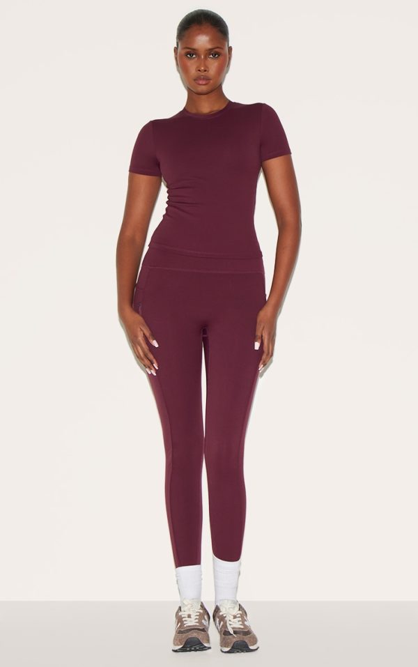 Burgundy Sculpt Side Pocket Gym Leggings