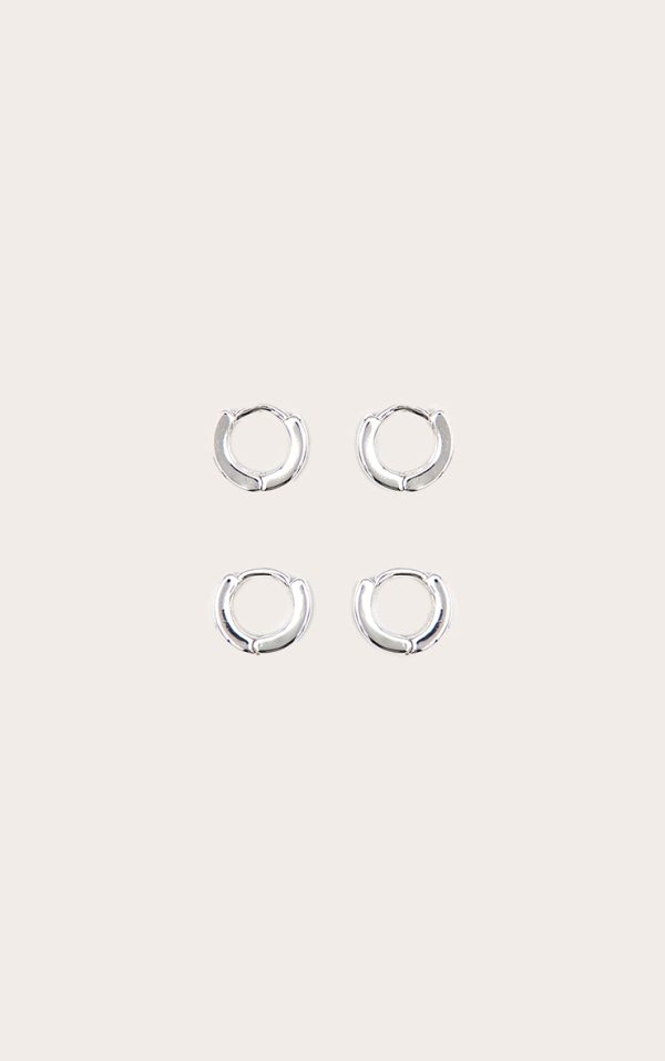 Real Silver Plated Dainty Huggie 2 Pack Hoop Earrings