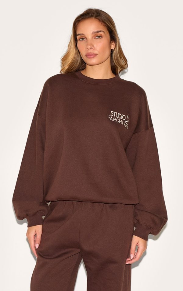Chocolate Studio Archives Embroidered Oversized Sweatshirt
