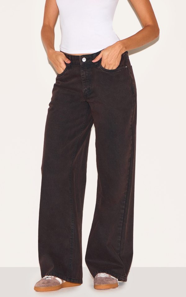 Dark Chocolate Low Waist Wide Leg Jeans