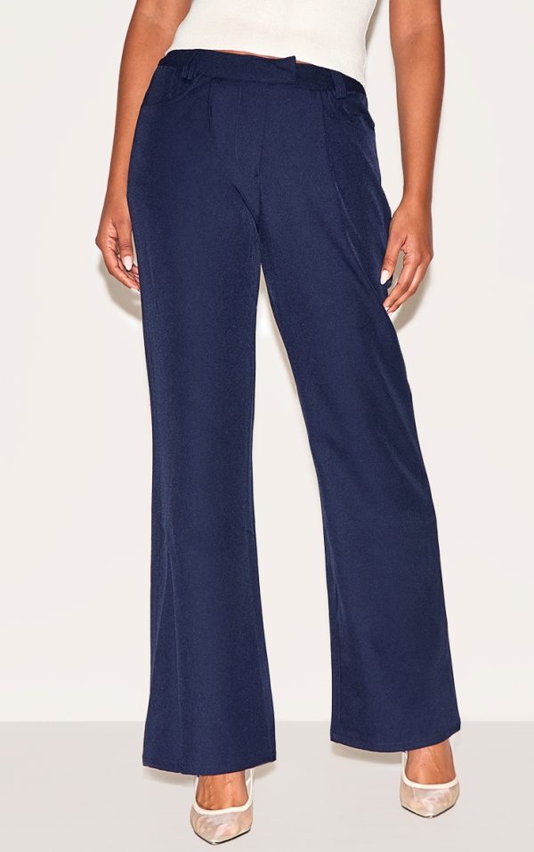 Navy Tailored Woven Straight Leg Pants