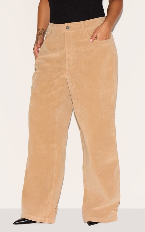 Plus Stone Faux Suede Wide Leg Pants