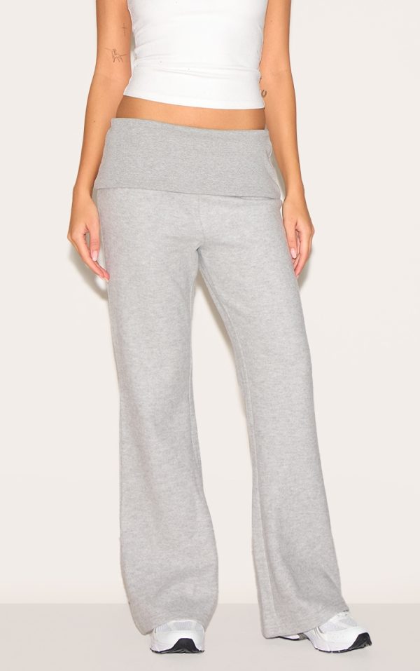 Grey Marl Super Soft Foldover Waist Flare Lounge Pants