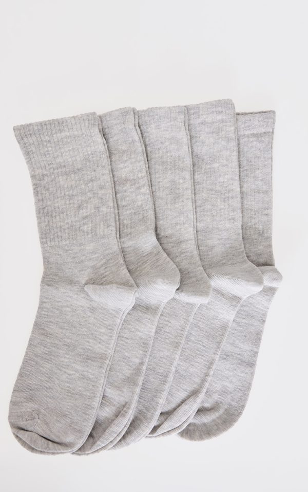 Grey Marl Basic Sport Socks 5 Pack