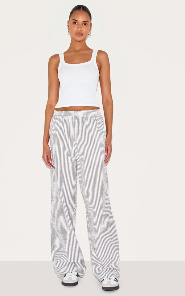 Grey Pinstripe Elasticated Waist Pants