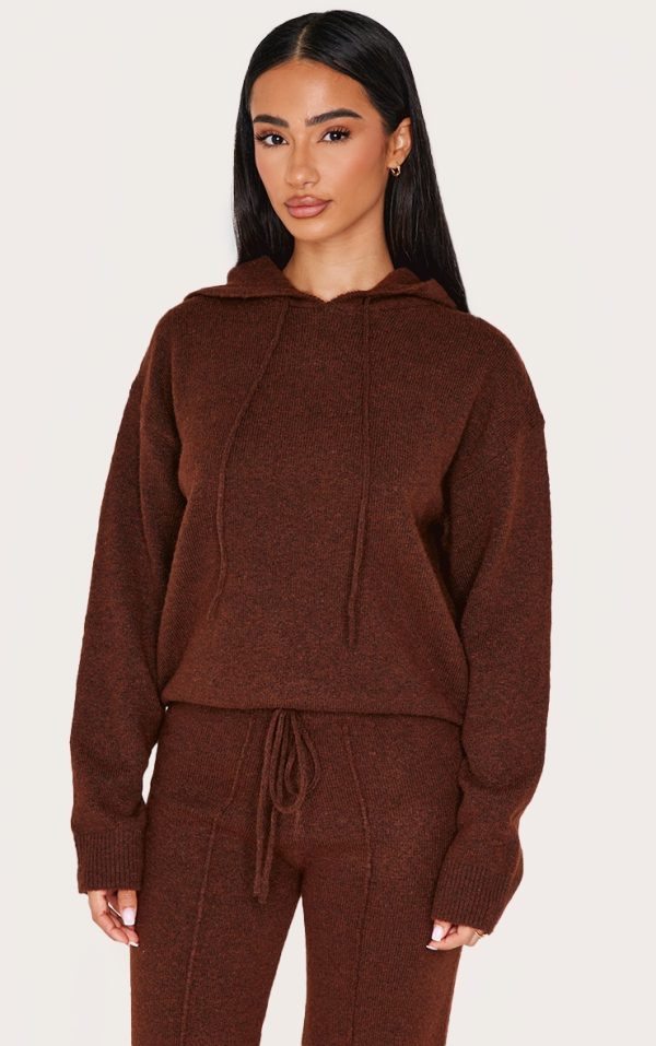 Petite Chocolate Knitted Hoodie