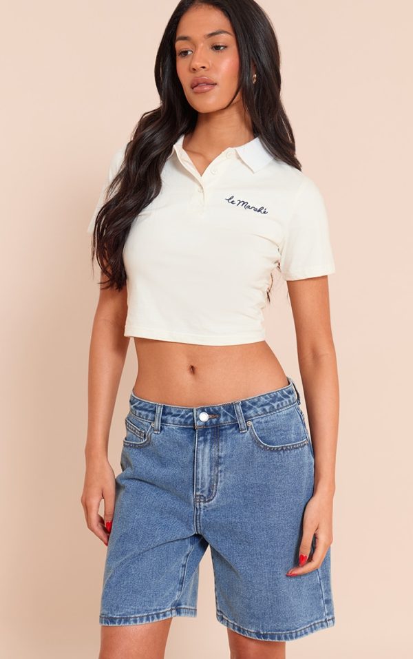 Tall Mid Blue Wash Mid Rise Relaxed Boyfriend Shorts
