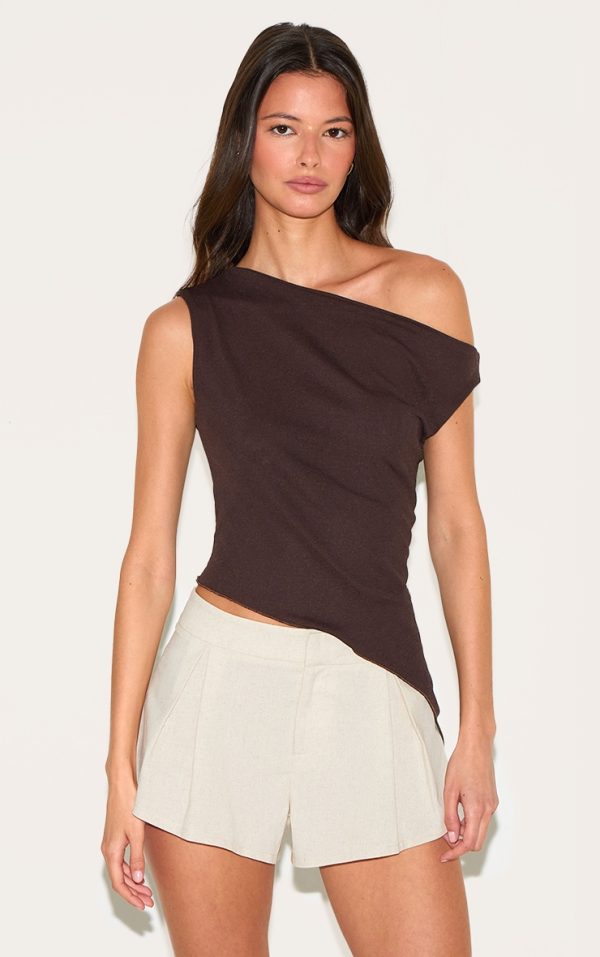 Deep Chocolate Burnout Mesh Asymmetric Long Top