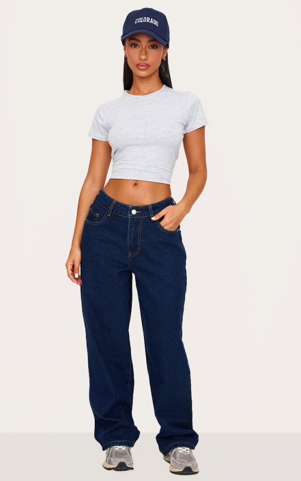 Petite Indigo Dipped Back Waistband Boyfriend Jeans