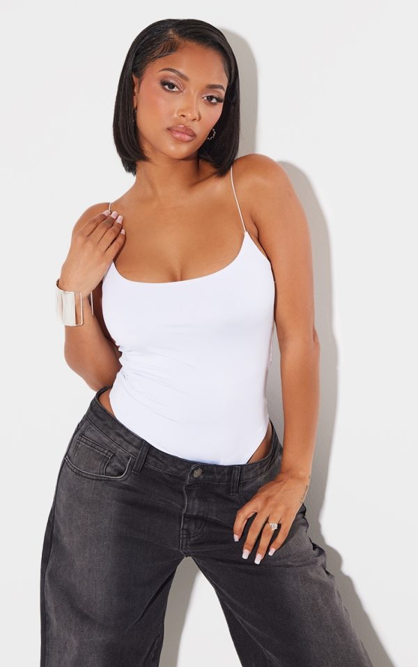 Shape White Slinky Spaghetti Strap Bodysuit