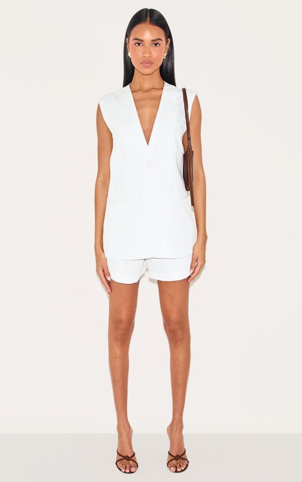 Cream Premium Tailored Woven Shorts