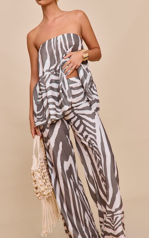 Brown Oversized Zebra Print Pants