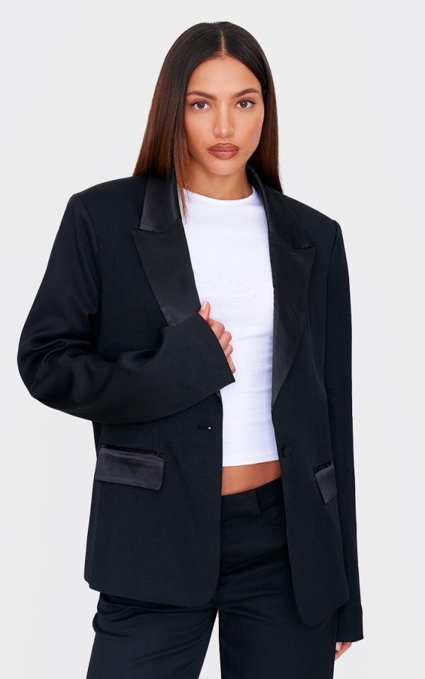 Tall Black Tuxedo Oversized Blazer