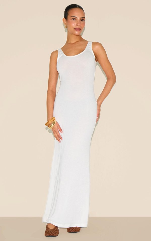 Petite White Fine Knit Maxi Dress