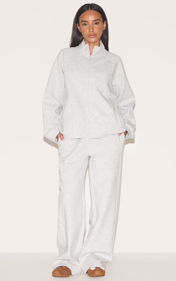 Petite Ash Grey Interlock Wide Leg Sweatpants