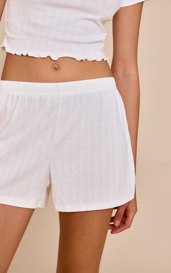 White Pointelle Pj Shorts