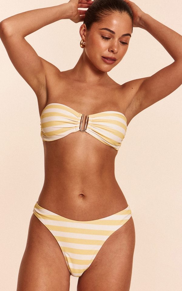 Lemon Stripe Tanga Bikini Bottoms