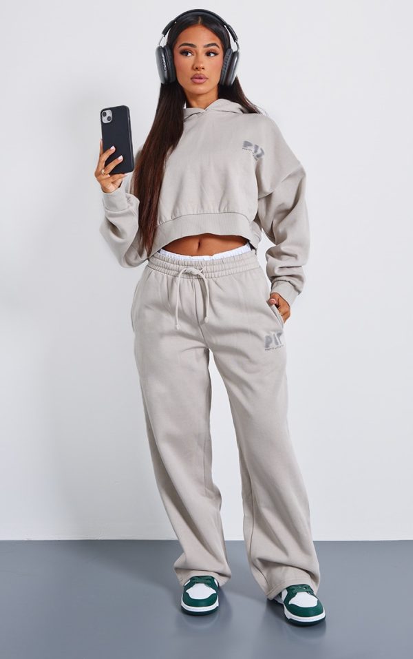 Petite  Premium Stone Printed Straight Leg Sweatpants