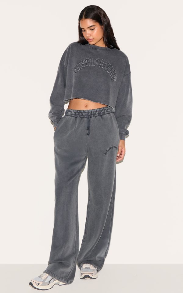 PRETTYLITTLETHING Tall Charcoal Blue Extreme Oversized Drawstring Wide Leg Sweatpants