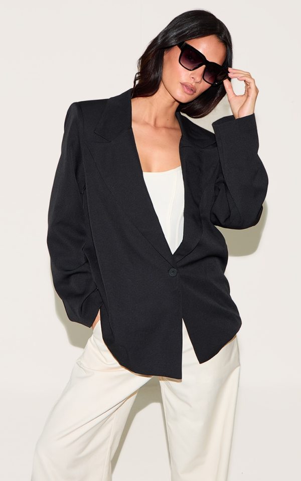 Black Plastic Oversized Square Sunglasses