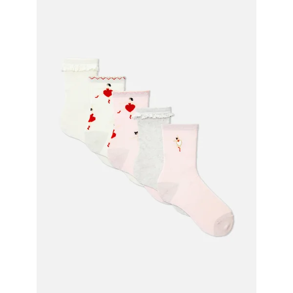 5-Pack Ballerina Ankle Socks - Pink