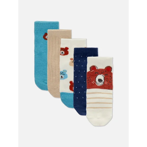 5-Pack Bear Socks - Blue
