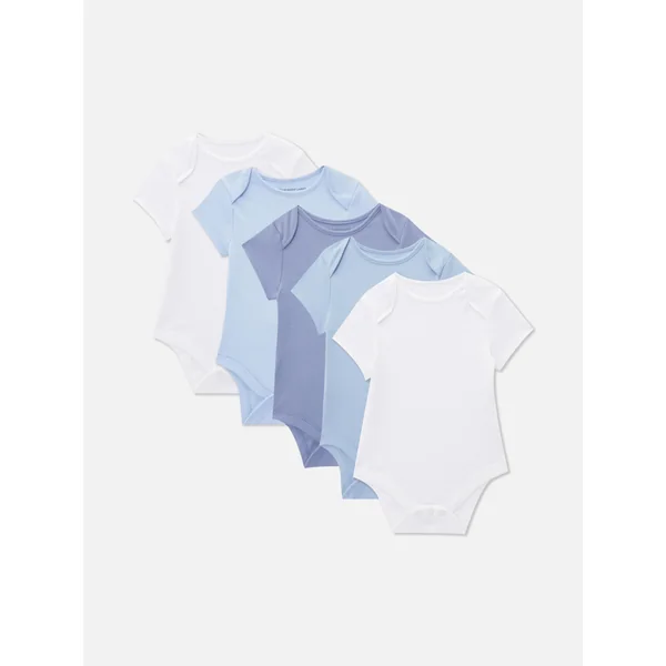 5-Pack Essential Short Sleeve Bodysuits - Blue