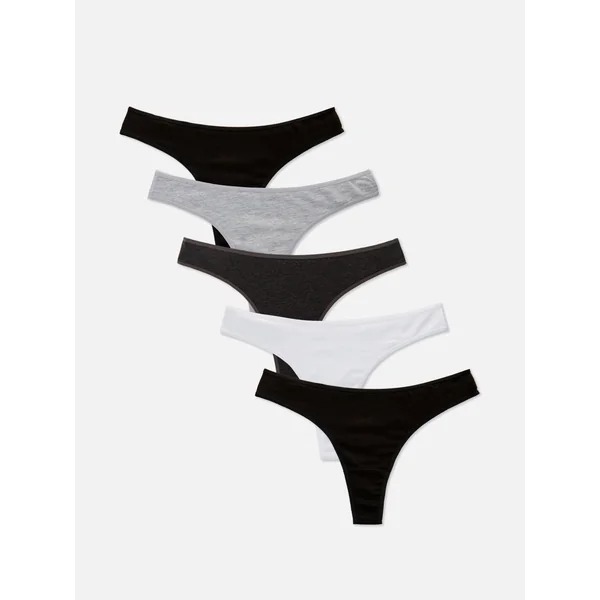 5-Pack Essential Thongs - Black/White