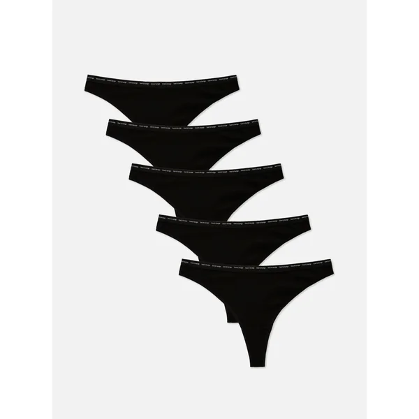 5-Pack Love To Lounge Thongs - Black