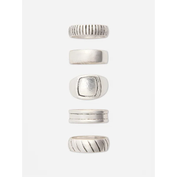 5-Pack Metal Rings - Silver