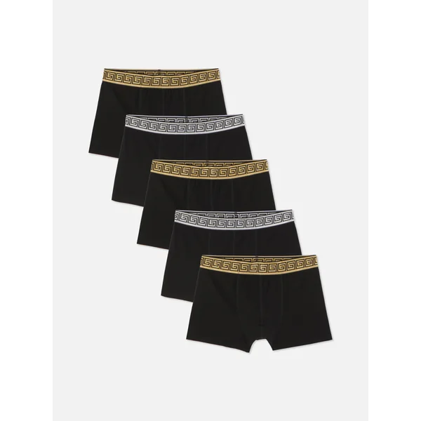5-Pack Metallic Waistband Boxer Briefs - Black