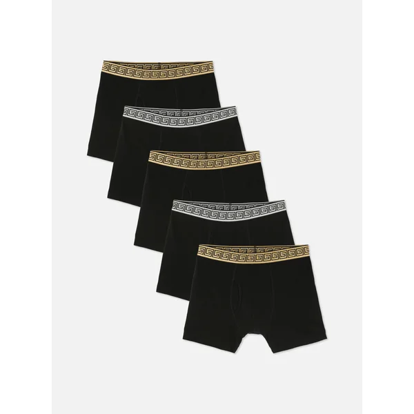 5-Pack Metallic Waistband Boxer Briefs - Black