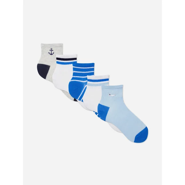 5-Pack Multi Ribbed Sport Socks - Blue