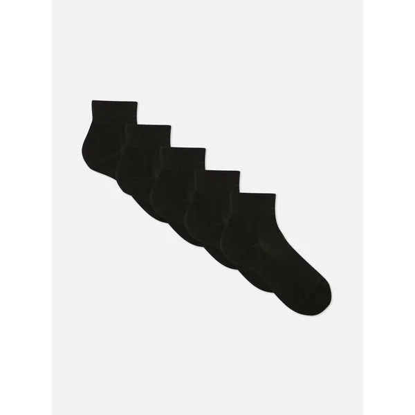 5-Pack Quarter Crew Socks - Black